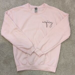 Gildan Light Pink 'Wifey' Women's Crew Neck Sweater